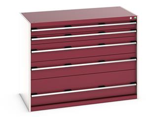 40030091.** cubio drawer cabinet with 5 drawers. WxDxH: 1300x750x1000mm. RAL 7035/5010 or selected